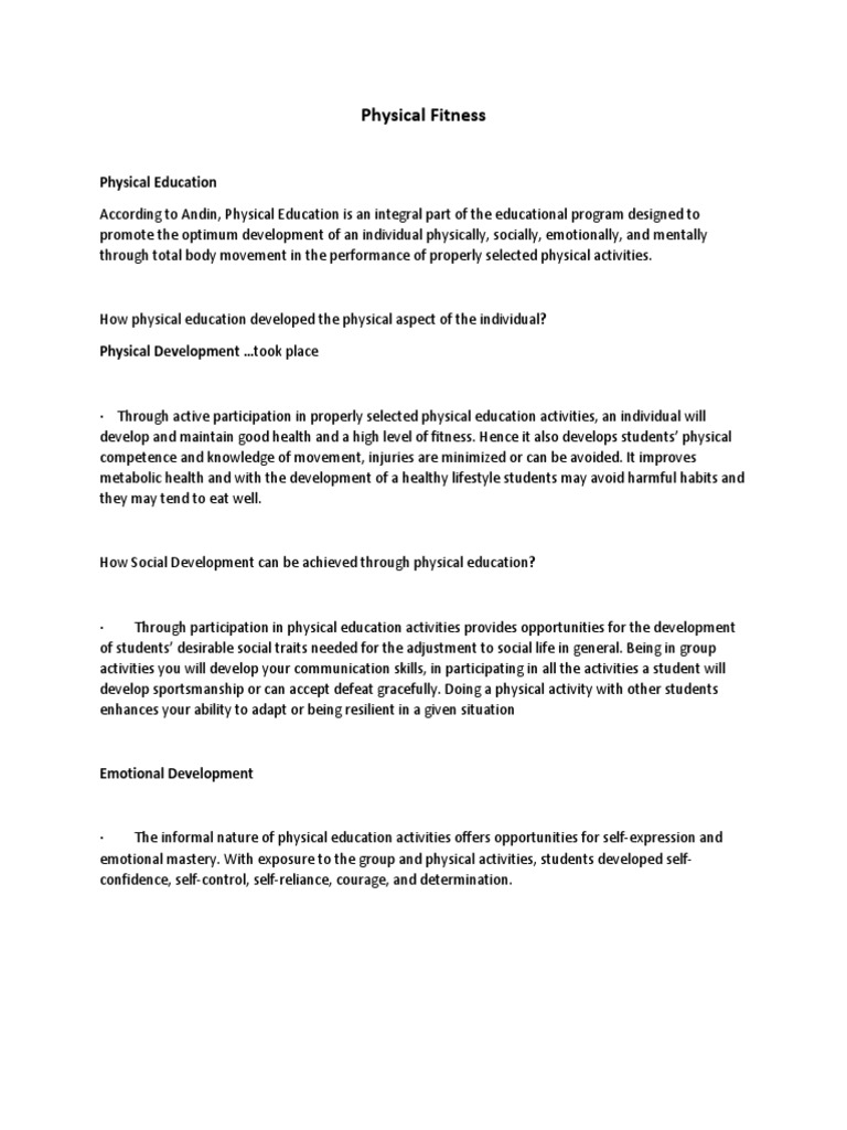 Physical Fitness | PDF | Physical Fitness | Body Mass Index