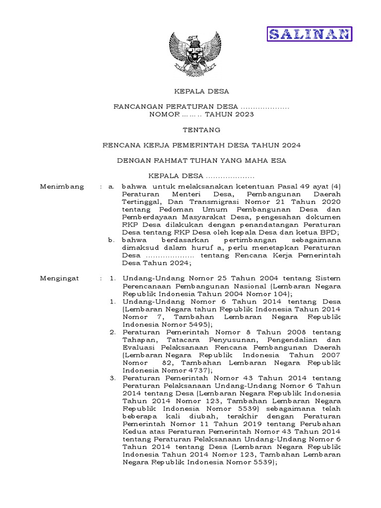 Rancangan RKP Desa 2024 | PDF