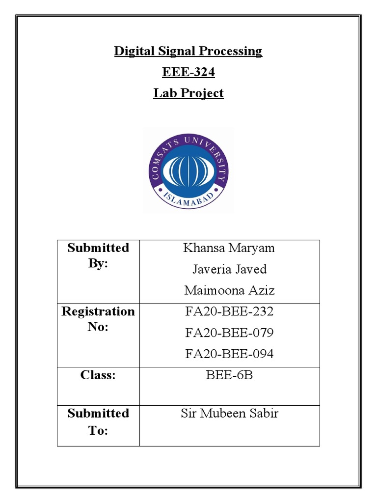 Dsp Proj Lab Download Free Pdf Filter Signal Processing Low