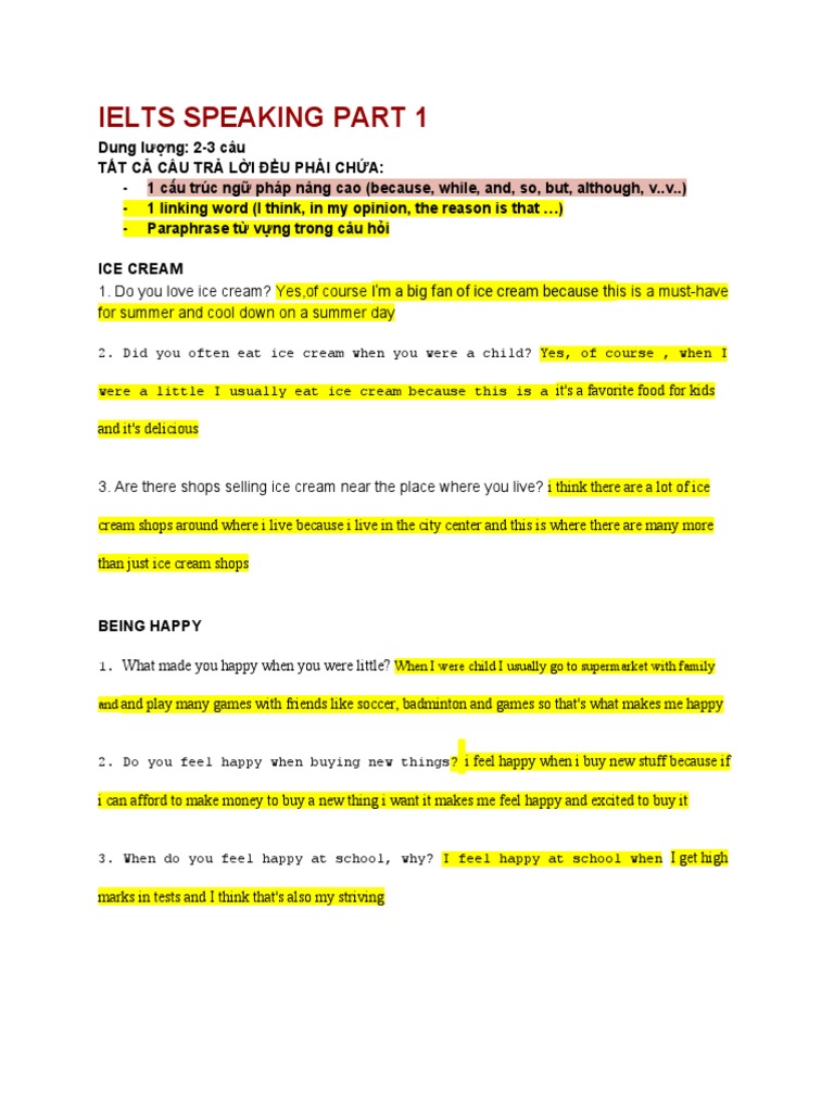 IELTS Speaking Tips for Students | PDF