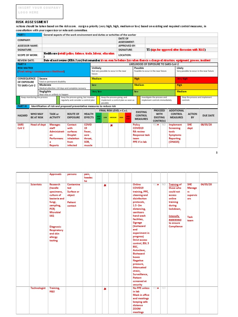 COVID-19 Risk Assessment Guidelines | PDF | Personal Protective ...