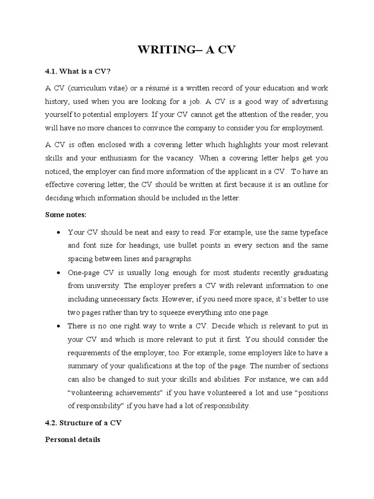 Writing A CV PDF Résumé