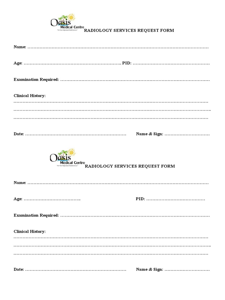 Radiology Services Request Form PDF