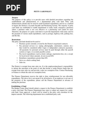 Petty Cash Policy