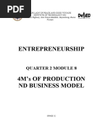 ENTREPRENEURSHIP QUARTER 2 MODULE 8 4M's OF PRODUCTION ND BUSINESS MODEL