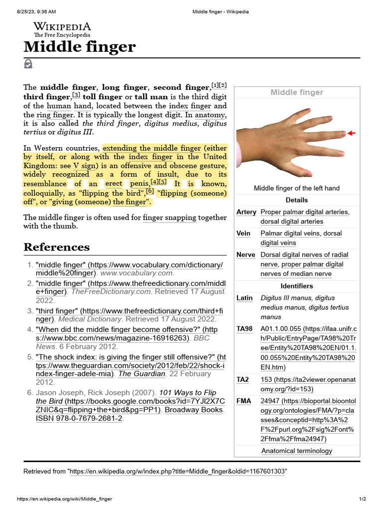 Middle Finger Wikipedia PDF Hand Anatomical Terms Of Location