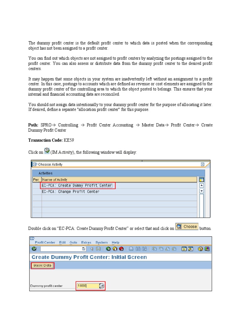 Profit Center Is The Default Profit Center To Which Data Is Posted When ...