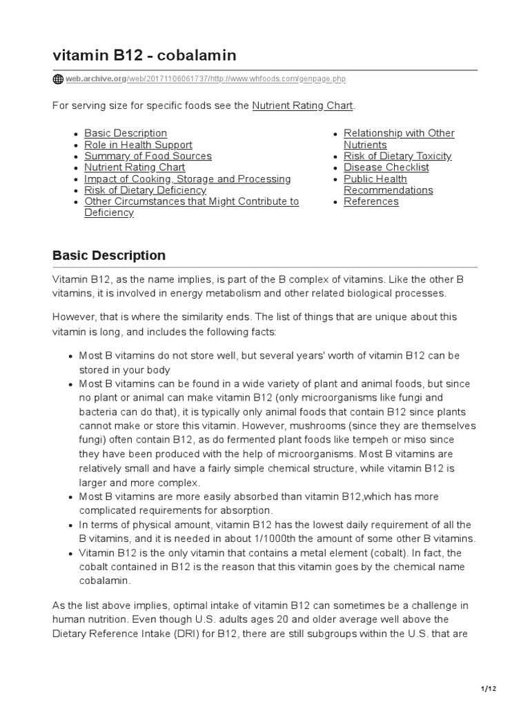 B12 cobalamin PDF Vitamin B12 Vitamin