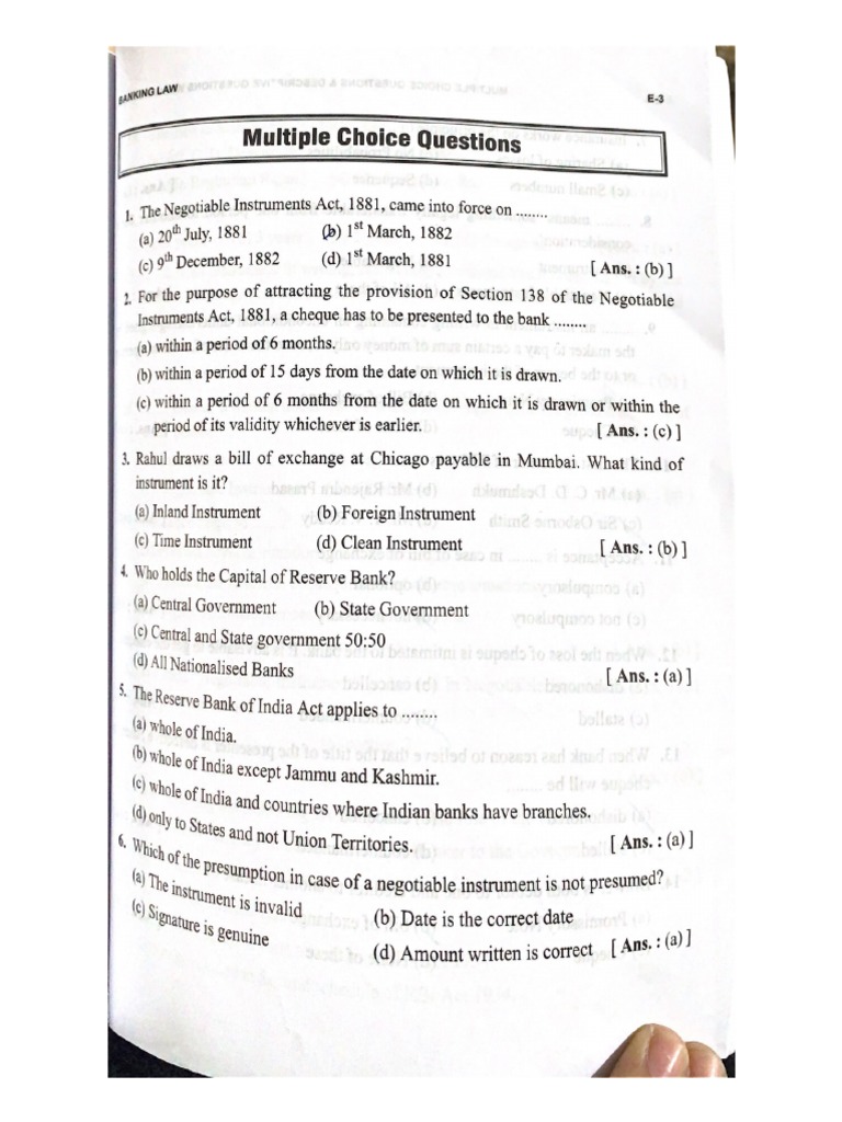 Multiple Choice Questions | PDF