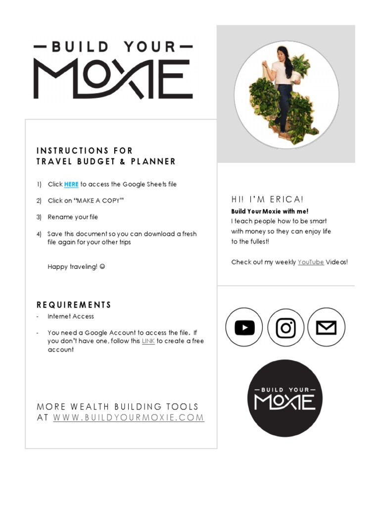 Build Your Moxie Travel Budget Planner Pdf