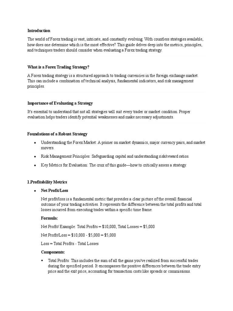 Evaluating Forex Trading Strategy PDF Return On Investment