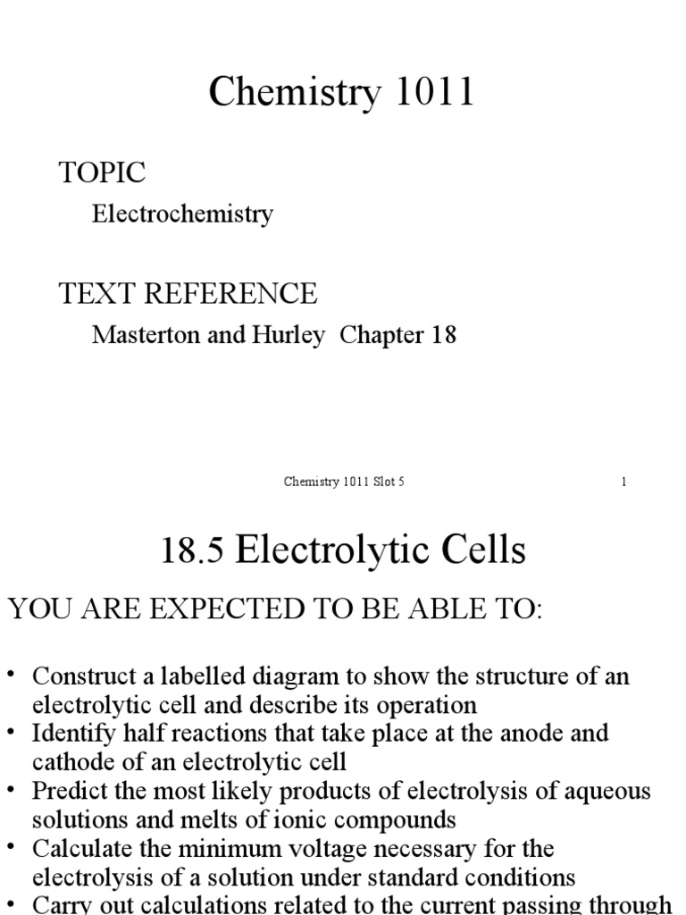 Electrolysis PDF Anode Redox