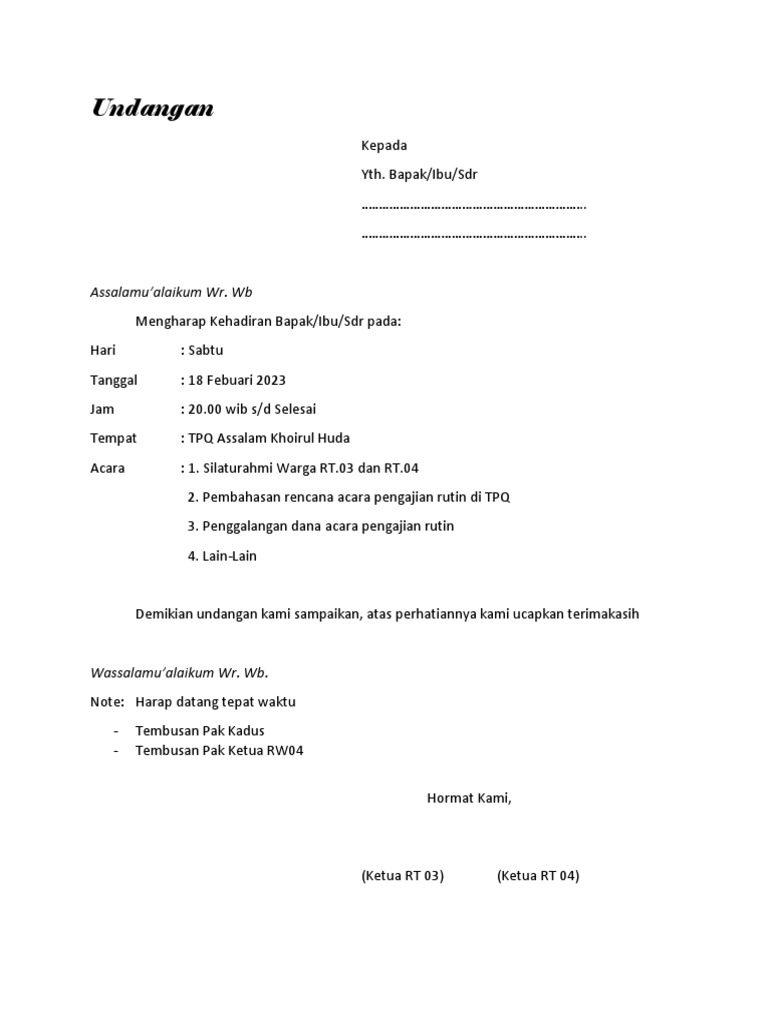 Undangan Pengajian | PDF