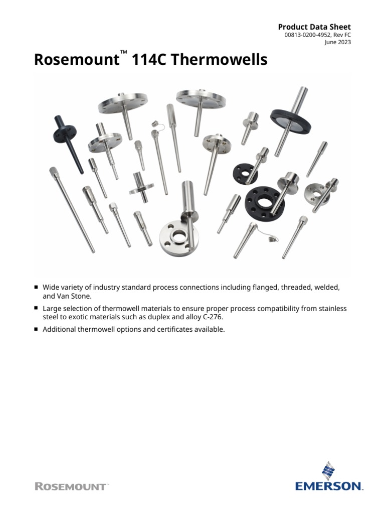 Product Data Sheet Rosemount 114c Thermowells en 80170 PDF Pipe