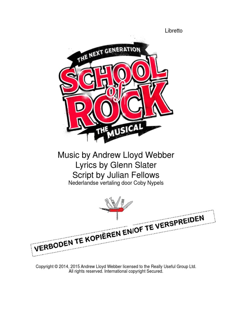 School of Rock Nederlands Libretto 24-8-23 | PDF | Musicals | West End  Theatre, image size:768x1024