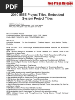 2010 IEEE Project Titles, Embedded System Project Titles