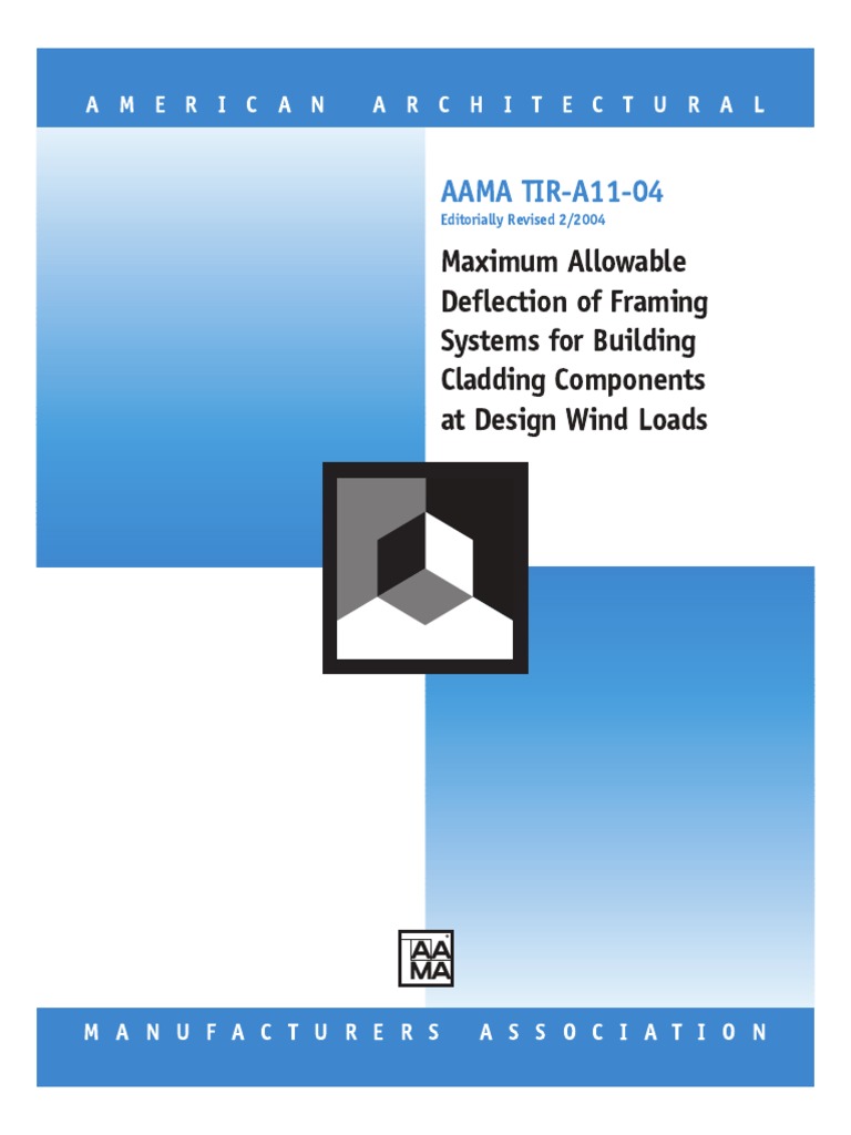 AAMA TIRA1104 Typical Static Design and Test Methods for Curtain Wall