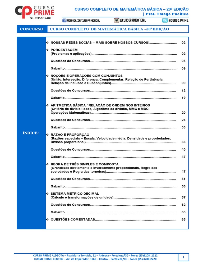 Matemática Básica: Proporções e Cálculos | PDF | Conjunto (Matemática ...