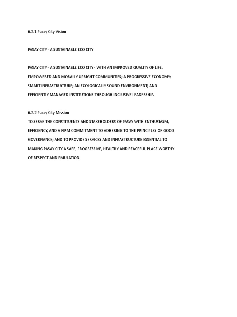 Pasay City Vision and Mission Overview | PDF