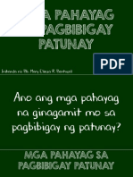 Mga Pahayag Sa Pagbibigay Patunay: Inihanda Ni: Bb. Mary Elieza R. Bentuzal