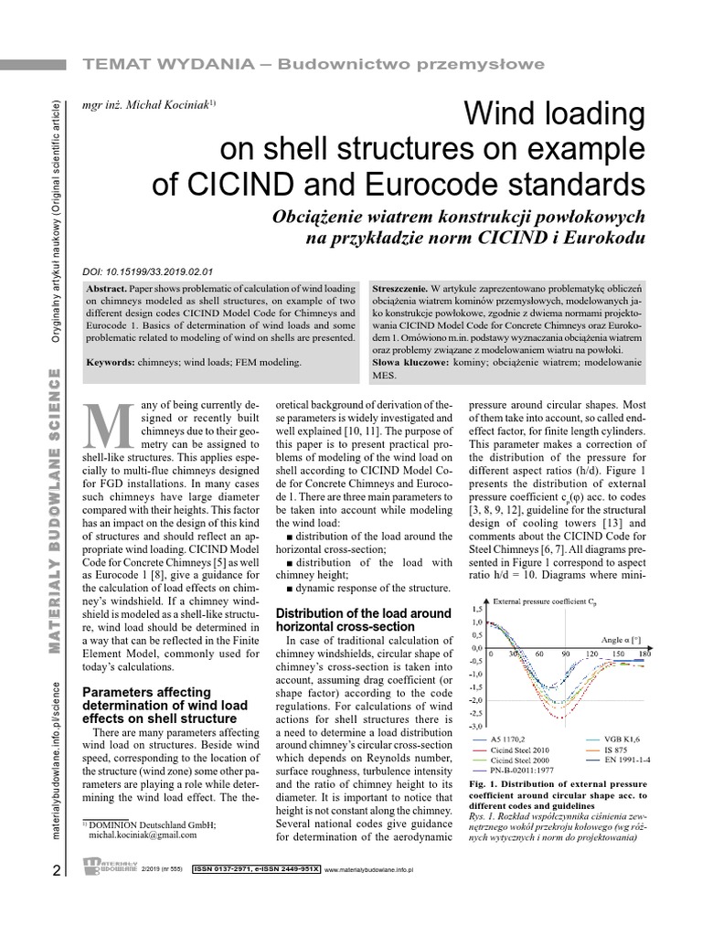 Wind Load on Shell Chimneys Design | PDF