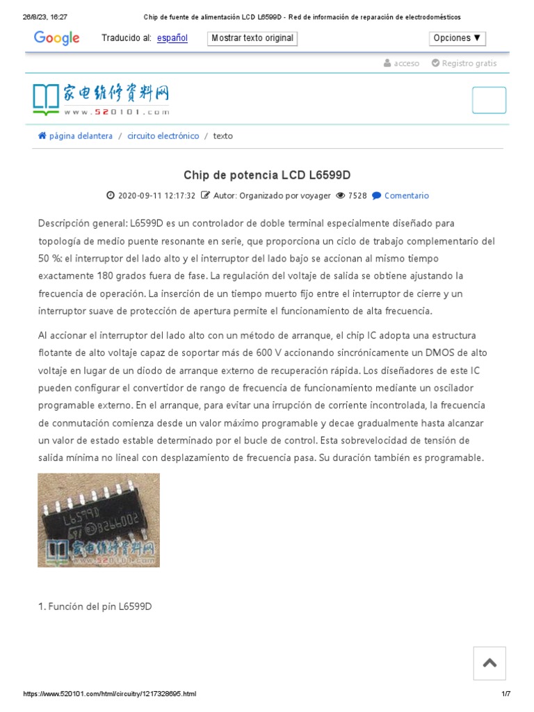 Chip de Fuente de Alimentación LCD L6599D | PDF | Inductor | Fuente de ...