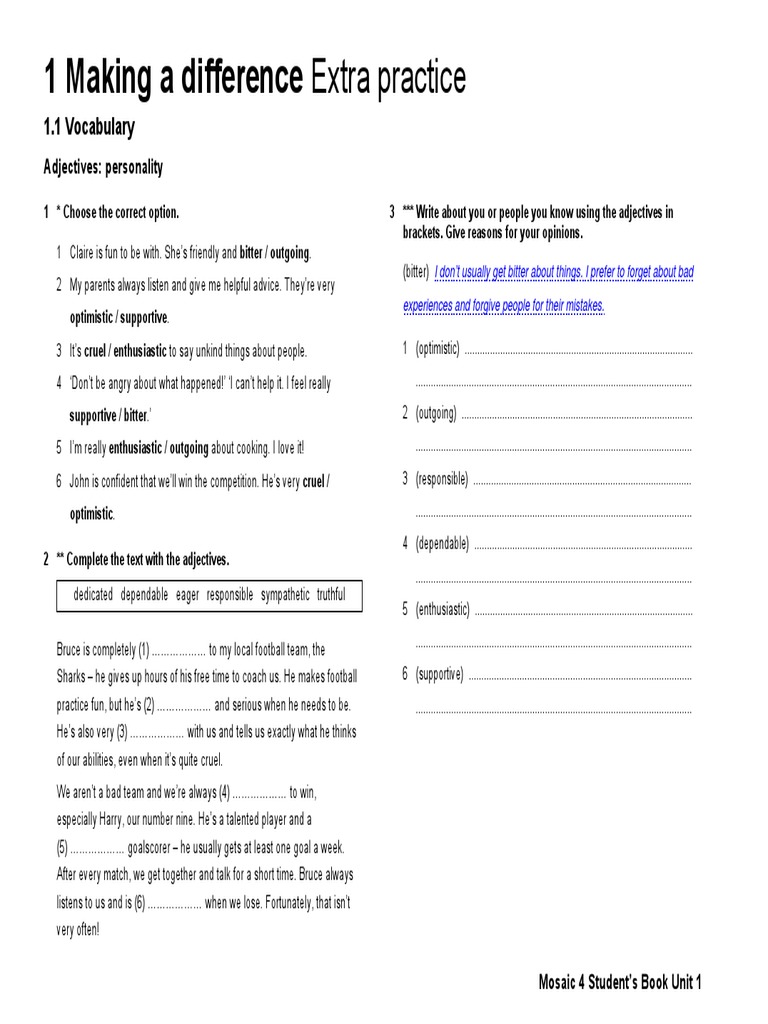 Mosaic sb4 c1 pg9 VP 01 01 | PDF | Sports & Recreation | Games & Activities