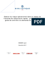 Gestion Du Risque Opérationnel Dans Un Réseau de Franchise de Restauration Rapide Proposition D'un Guide de Contrôle À La Demande Du Franchiseur - 1