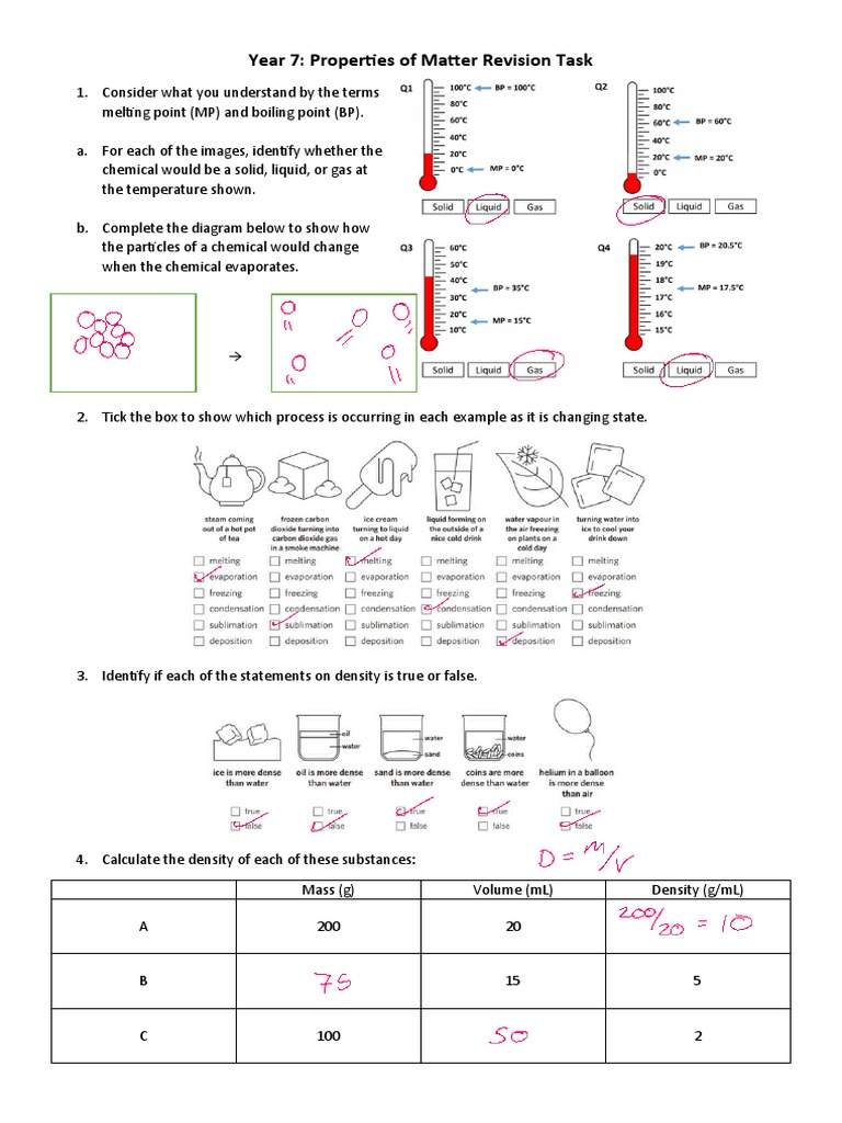 Year 7 Chemistry Revision Guide | PDF | Solubility | Filtration