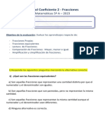 5º Matemáticas 5ºA - 2023 - Prueba Coeficiente 2 - Fracciones