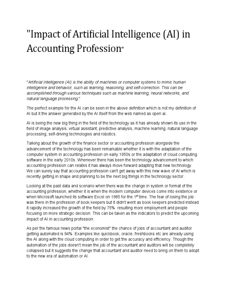 AI's Transformative Role in Accounting | PDF | Artificial Intelligence ...