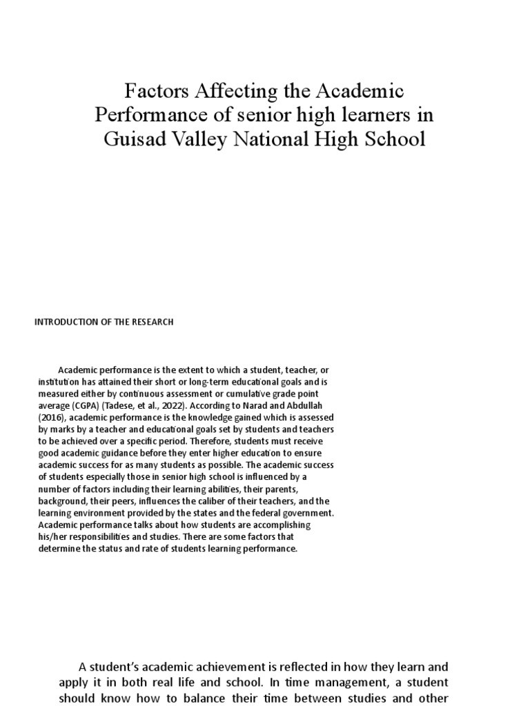Factors Influencing Senior High Performance | PDF
