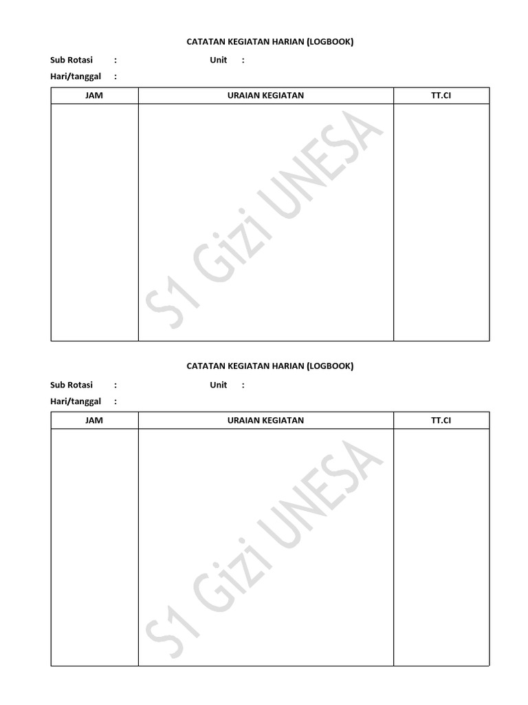 Catatan Kegiatan Harian | PDF