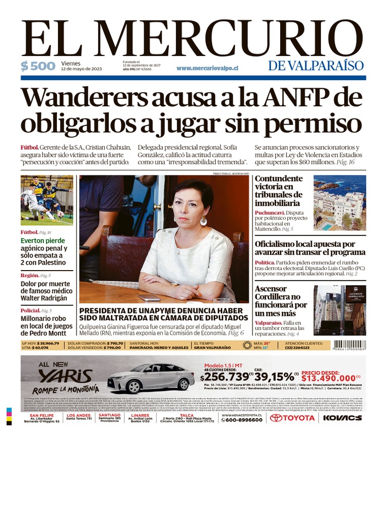 El Mercurio De Valparaiso 120523 PDF Chile Gobierno