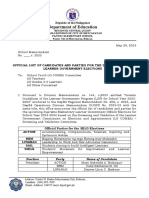 Memo Official List of Candidates of SPG Election