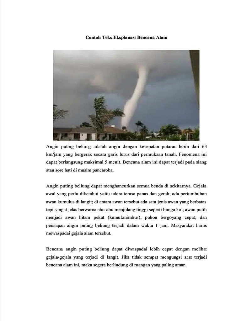 Pdf Contoh Teks Eksplanasi Bencana Alam Compress Pdf