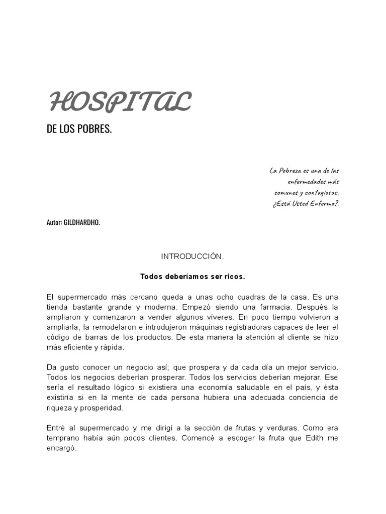 Hospital de Los Pobres Gildhardho PDF Pobreza Pobreza e indigencia