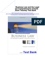 Andersons Business Law and The Legal Environment Comprehensive Volume 22nd Edition Twomey Test Bank