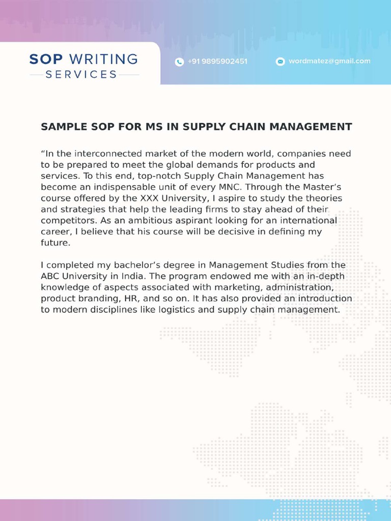 Sample Sop For Supply Chain Management PDF
