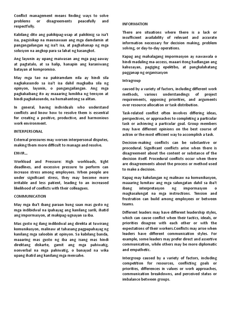 Conflict Management Means Finding Ways To Solve Problems or