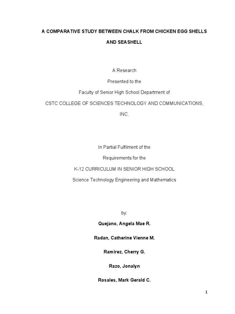 Research Chicken Eggshells 1 PDF Questionnaire Chalk