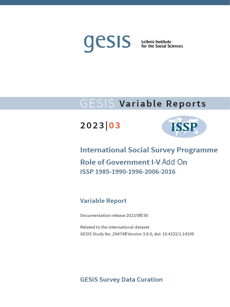 ISSP Role of Government Variable Report | PDF | Sampling (Statistics ...