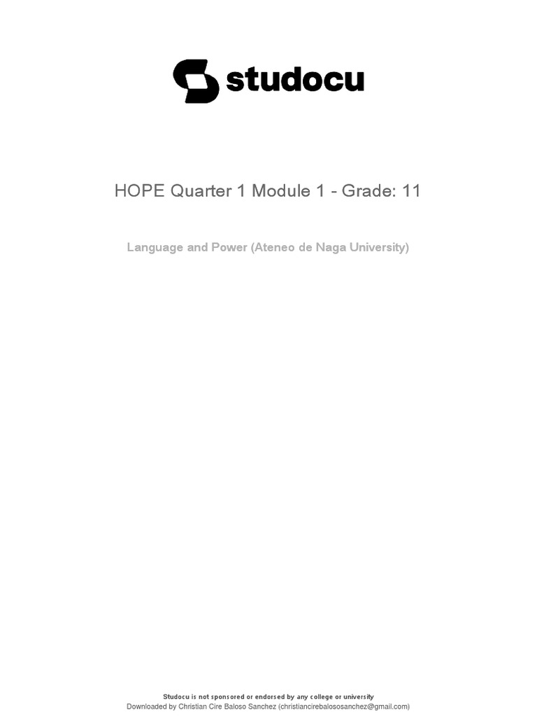 Hope Quarter 1 Module 1 Grade 11 | PDF | Physical Fitness | Flexibility ...
