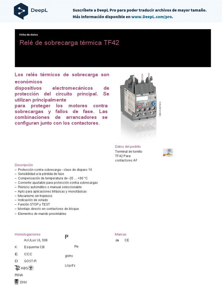 ABB-Entrelec TF42-5,7: Protege Tu Motor Con El Relé Térmico Más Fiable (2W, Montaje DIN)