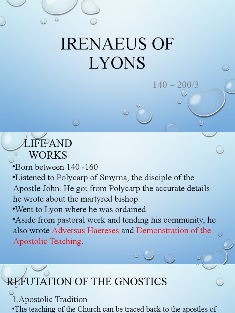 Irenaeus of Lyons: Life, Works, and Theology | PDF | Irenaeus | John ...