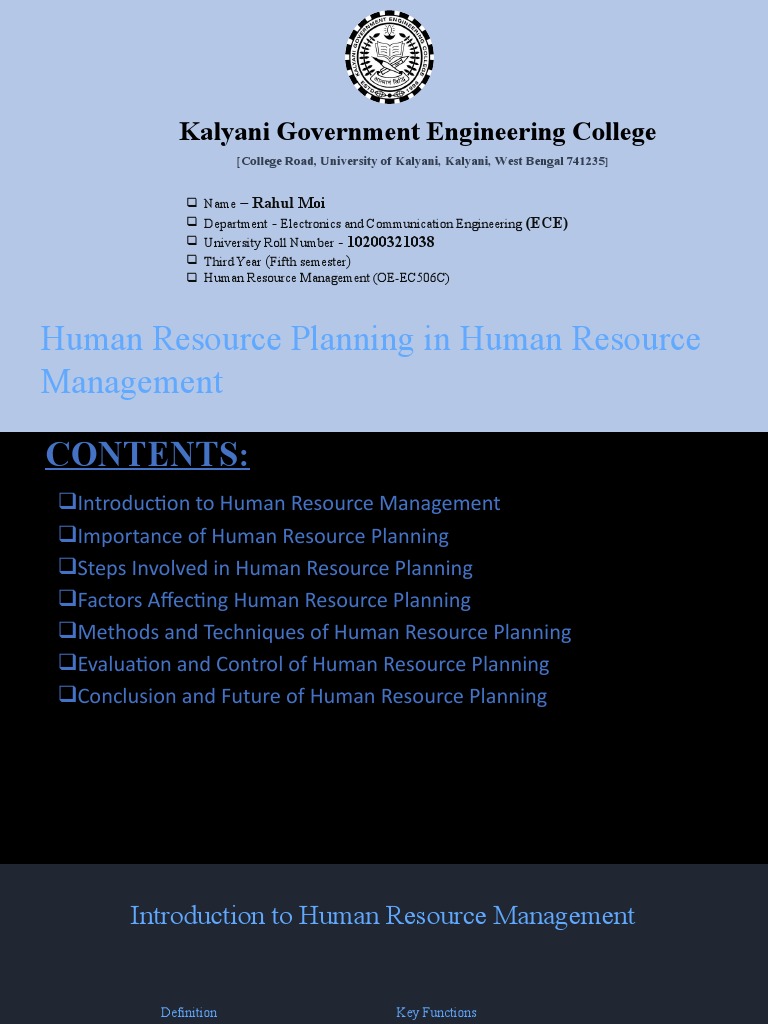 Human Resource Planning in Human Resource Management | PDF | Human ...