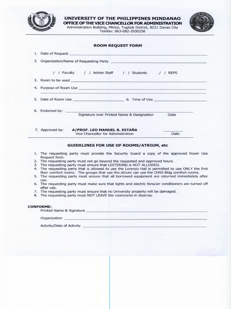 Room Request Form | PDF