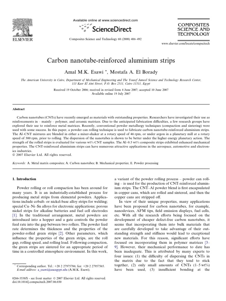CNT Reinforced Aluminum Strips | PDF | Carbon Nanotube | Strength Of ...