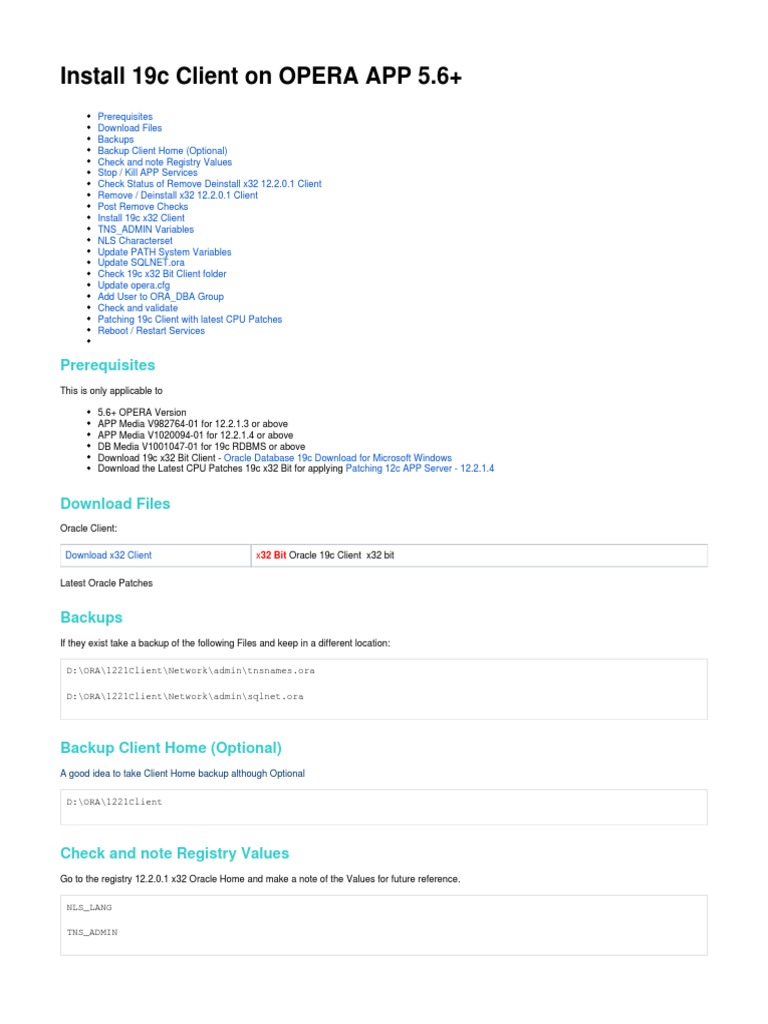 Install Oracle 19c Client for OPERA 5.6+ | PDF | Windows Registry ...