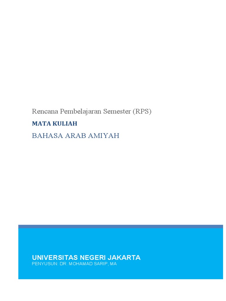 RPS Bahasa Arab Amiyah UNJ 2023 | PDF
